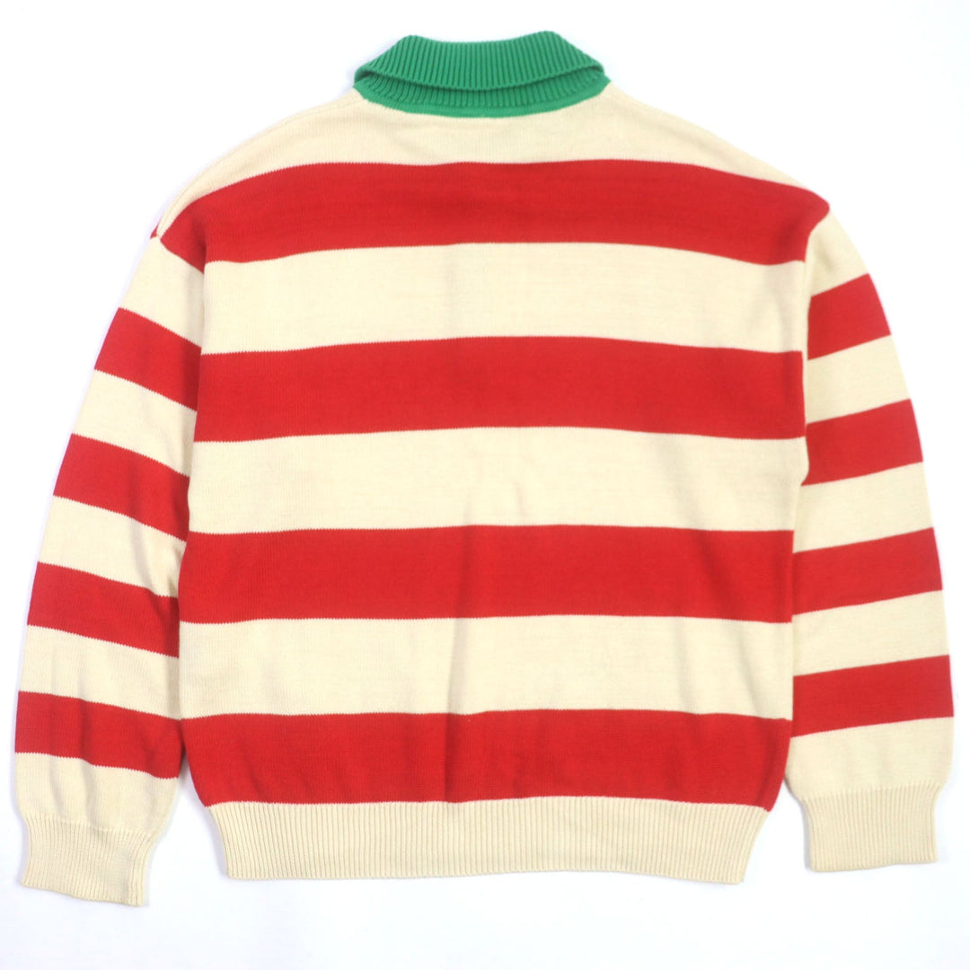 GUCCI Long sleeve polo shirt 571546 Outer material: 100% cotton, embroidery: 100% polyester Cream Red Green mens XL Used Authentic