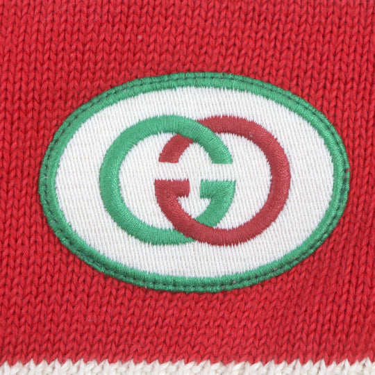 GUCCI Long sleeve polo shirt 571546 Outer material: 100% cotton, embroidery: 100% polyester Cream Red Green mens XL Used Authentic