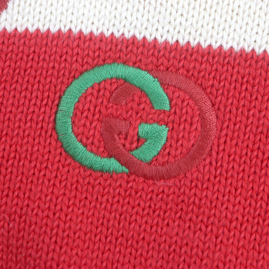 GUCCI Long sleeve polo shirt 571546 Outer material: 100% cotton, embroidery: 100% polyester Cream Red Green mens XL Used Authentic