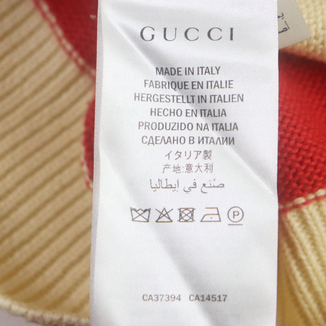 GUCCI Long sleeve polo shirt 571546 Outer material: 100% cotton, embroidery: 100% polyester Cream Red Green mens XL Used Authentic