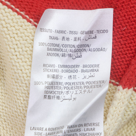 GUCCI Long sleeve polo shirt 571546 Outer material: 100% cotton, embroidery: 100% polyester Cream Red Green mens XL Used Authentic