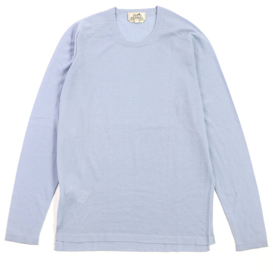 HERMES sweater Main: 100% cashmere Light blue mens M Used Authentic