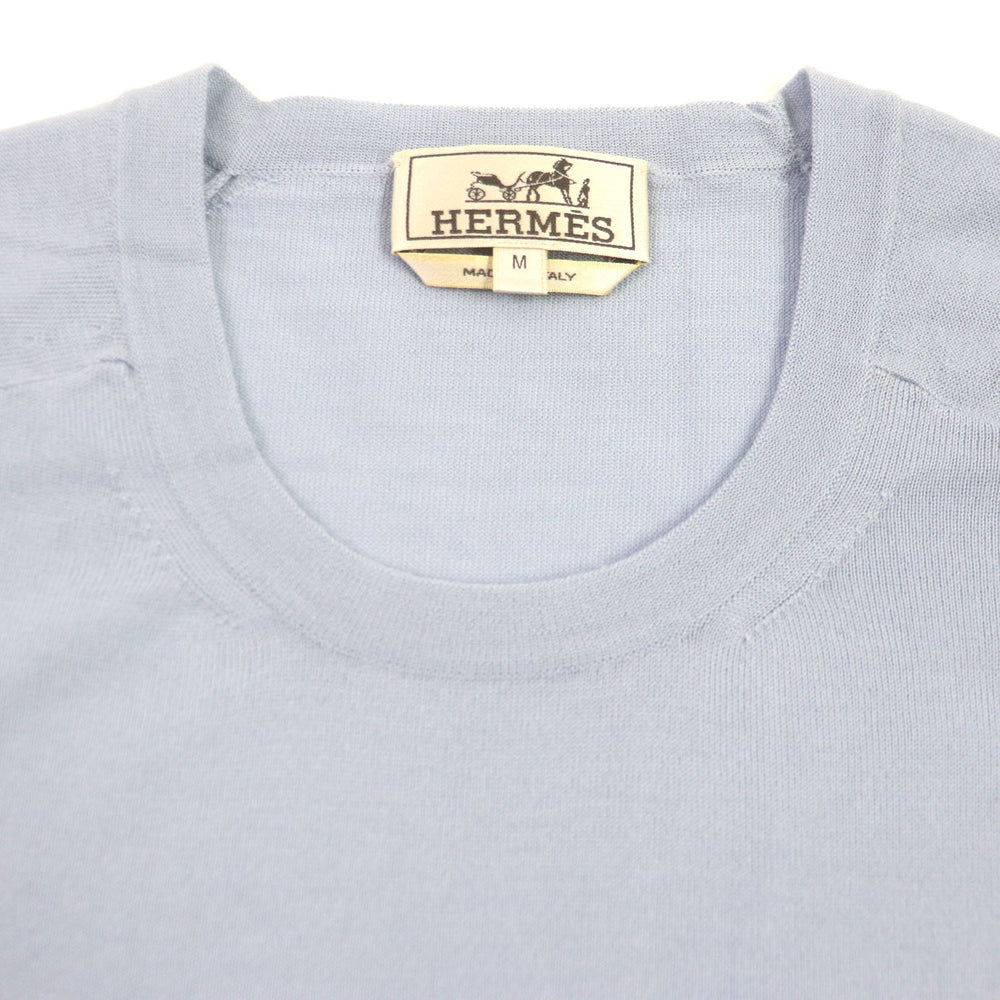 HERMES sweater Main: 100% cashmere Light blue mens M Used Authentic