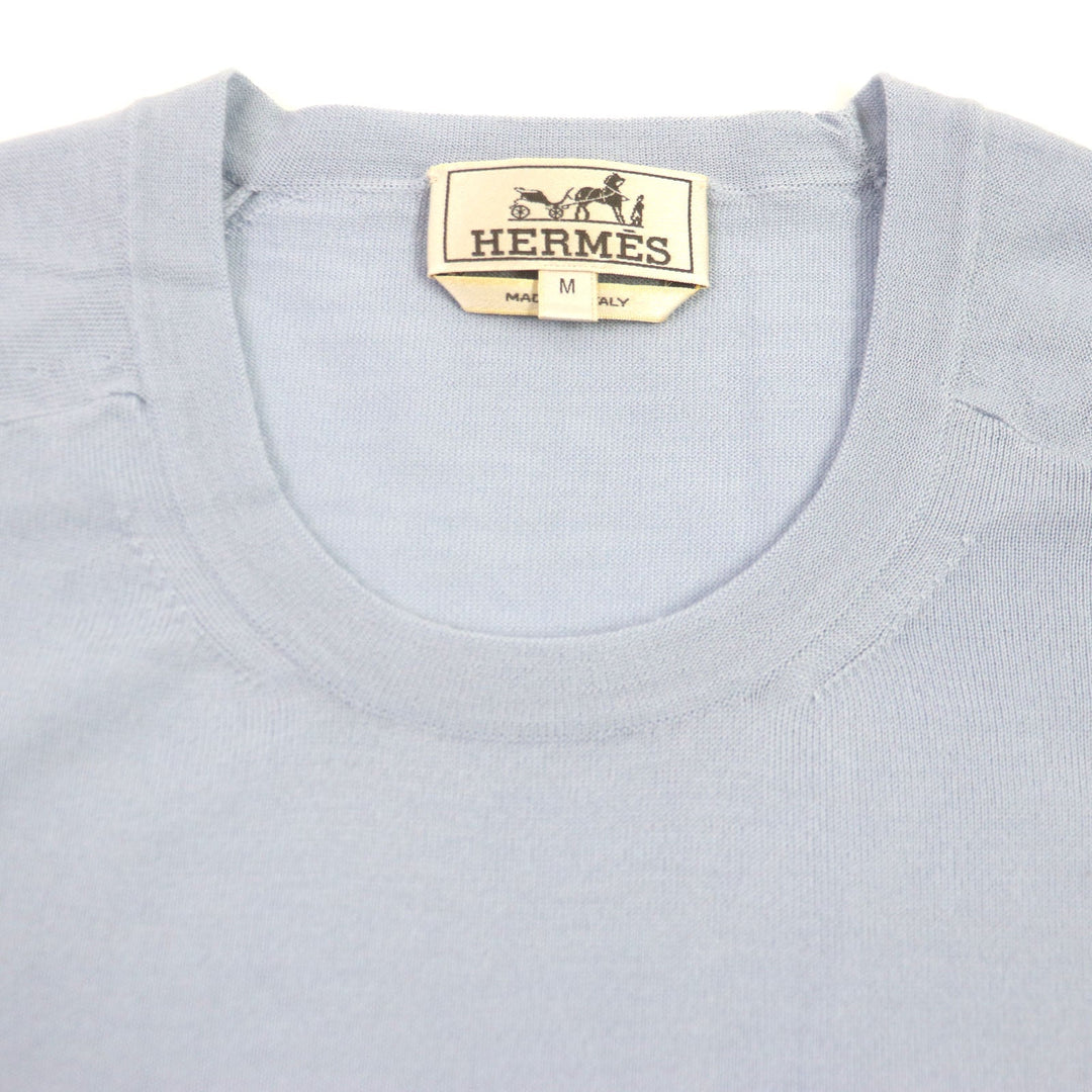 HERMES sweater Main: 100% cashmere Light blue mens M Used Authentic