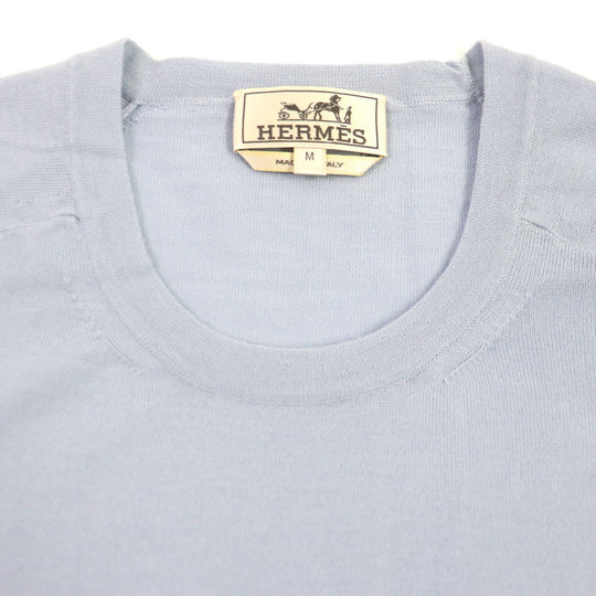HERMES sweater Main: 100% cashmere Light blue mens M Used Authentic