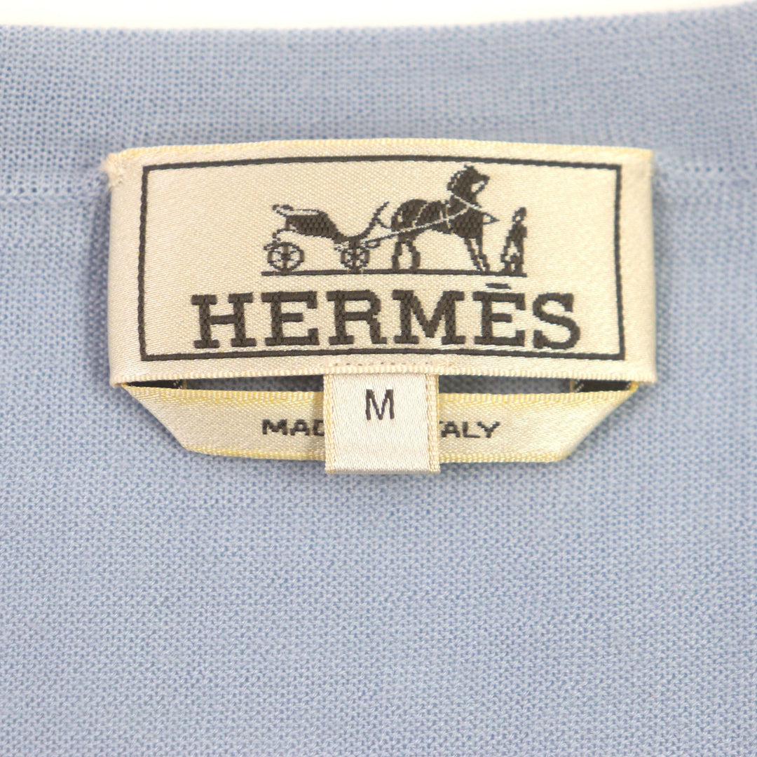 HERMES sweater Main: 100% cashmere Light blue mens M Used Authentic
