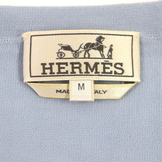 HERMES sweater Main: 100% cashmere Light blue mens M Used Authentic