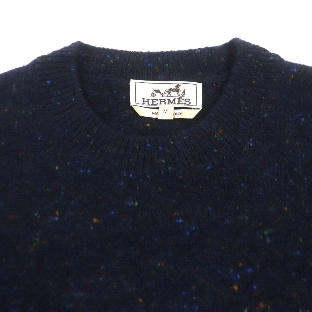 HERMES sweater Main: 68% wool, Main: 29% cashmere, Main: 3% nylon, Decoration: 100% wool Navy mens M Used Authentic