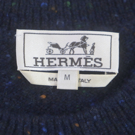 HERMES sweater Main: 68% wool, Main: 29% cashmere, Main: 3% nylon, Decoration: 100% wool Navy mens M Used Authentic