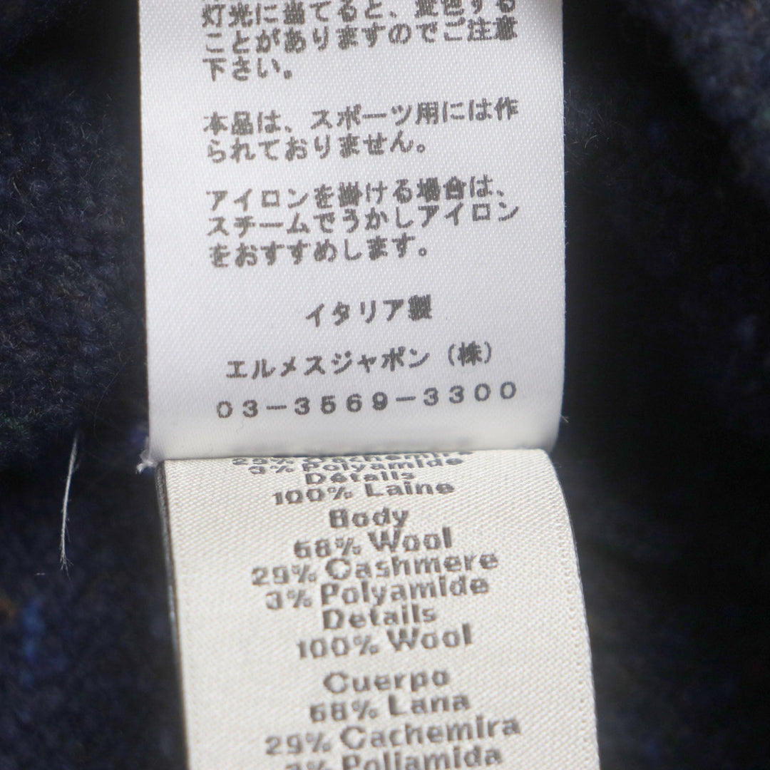 HERMES sweater Main: 68% wool, Main: 29% cashmere, Main: 3% nylon, Decoration: 100% wool Navy mens M Used Authentic