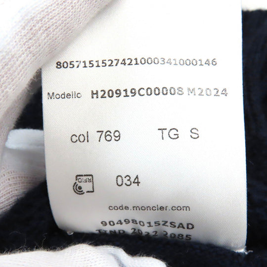 MONCLER knit Main: 100% wool, part: 50% mohair, part: 32% nylon, part: 18% wool Navy GIROCOLLO TRICOT mens S Used Authentic