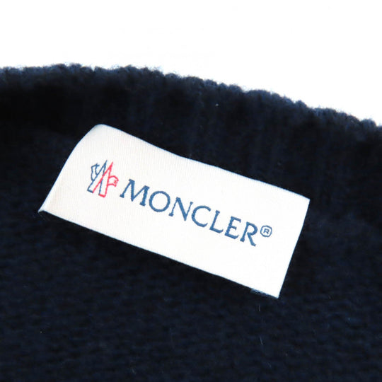 MONCLER knit Main: 100% wool, part: 50% mohair, part: 32% nylon, part: 18% wool Navy GIROCOLLO TRICOT mens S Used Authentic