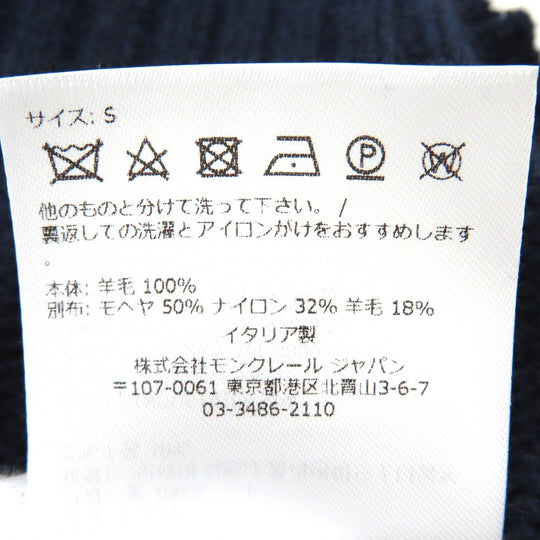 MONCLER knit Main: 100% wool, part: 50% mohair, part: 32% nylon, part: 18% wool Navy GIROCOLLO TRICOT mens S Used Authentic