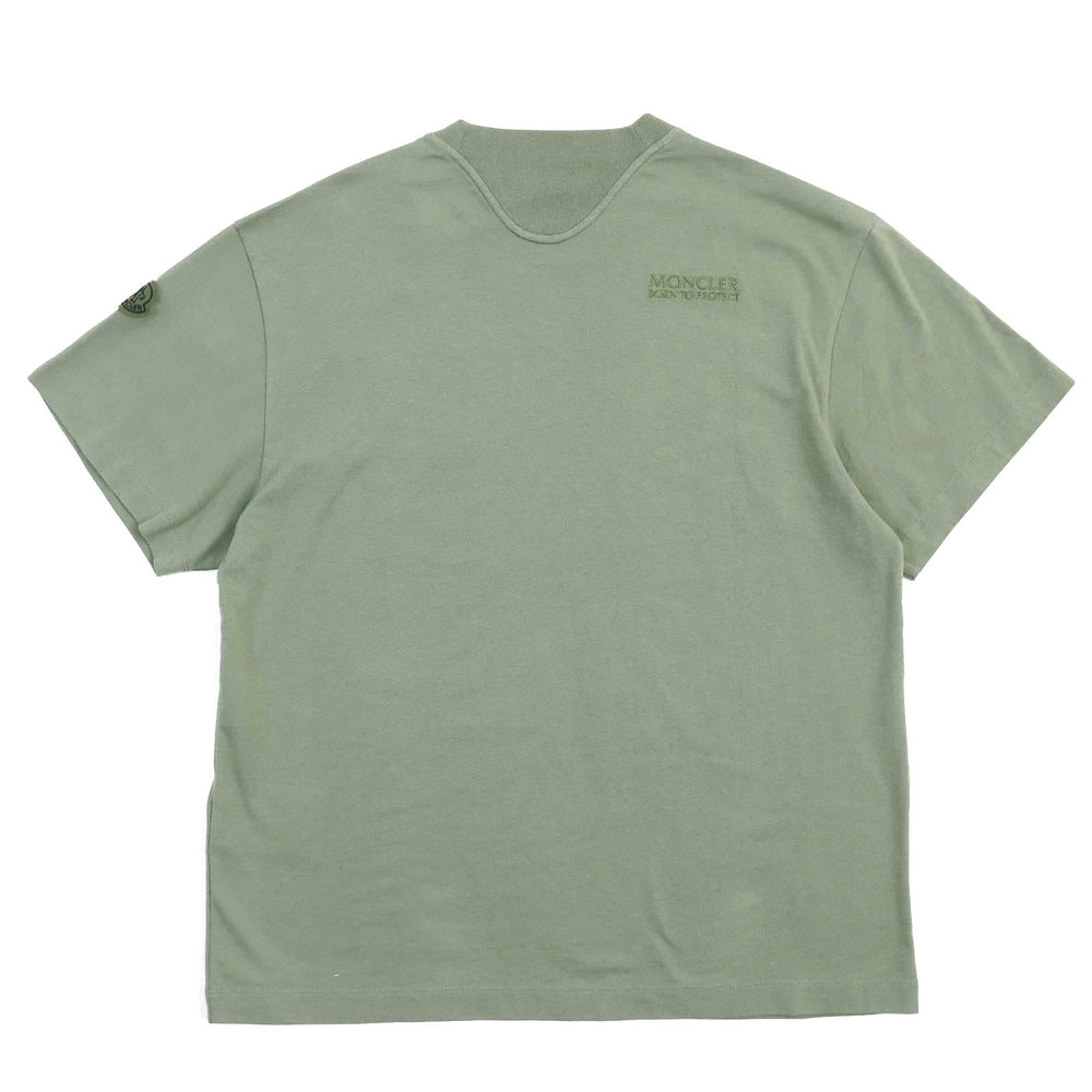 MONCLER Short sleeve T-shirt Main: 100% cotton, Rib: 100% cotton khaki BORN TO PROTECT mens XS Used Authentic