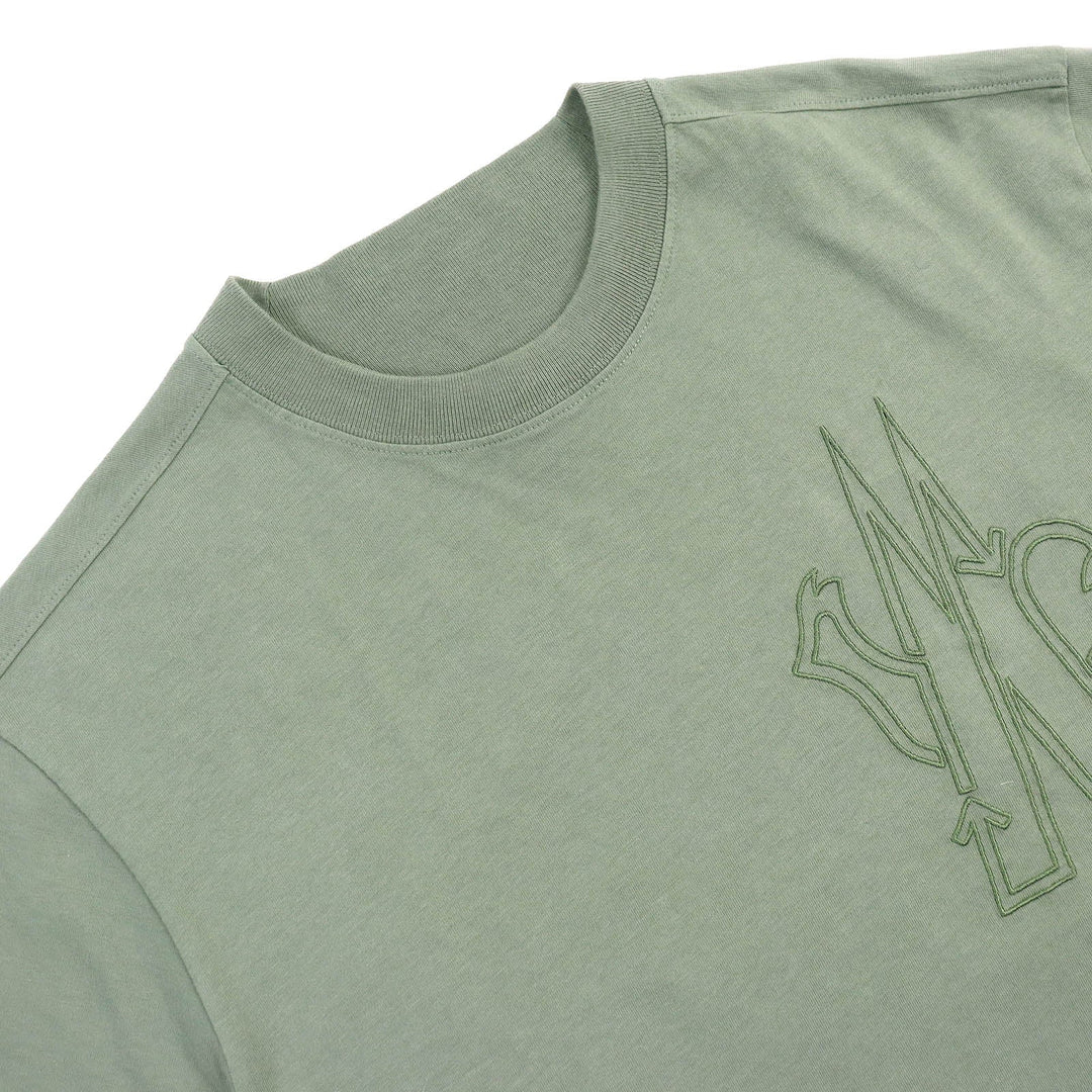 MONCLER Short sleeve T-shirt Main: 100% cotton, Rib: 100% cotton khaki BORN TO PROTECT mens XS Used Authentic
