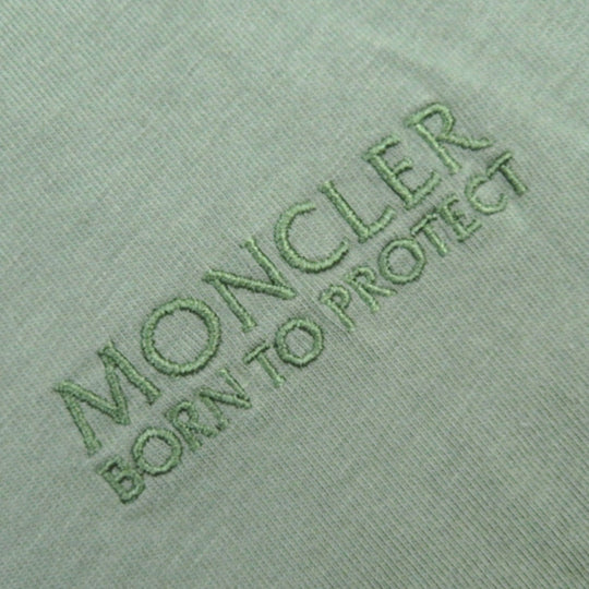 MONCLER Short sleeve T-shirt Main: 100% cotton, Rib: 100% cotton khaki BORN TO PROTECT mens XS Used Authentic