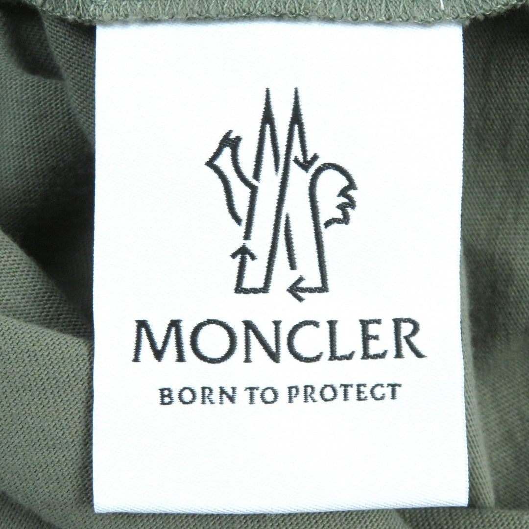 MONCLER Short sleeve T-shirt Main: 100% cotton, Rib: 100% cotton khaki BORN TO PROTECT mens XS Used Authentic