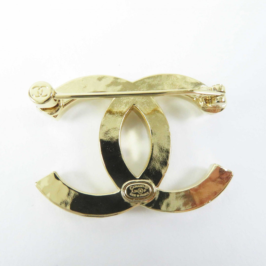 CHANEL Brooch A24P Gold Plated Rhinestone gold Women Used Authentic