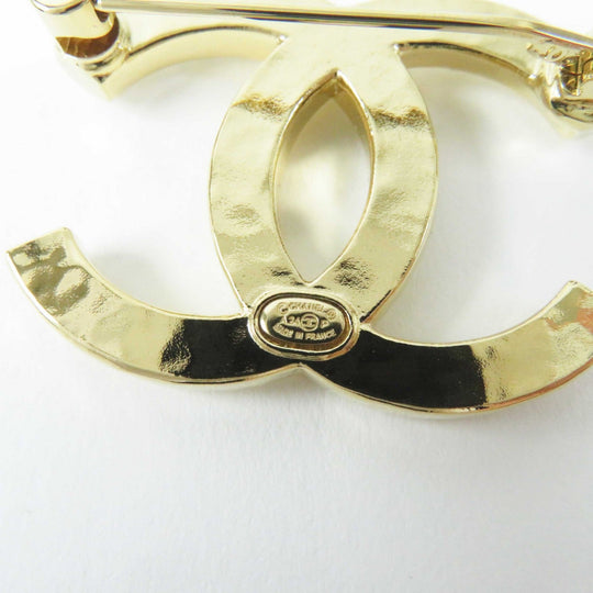 CHANEL Brooch A24P Gold Plated Rhinestone gold Women Used Authentic