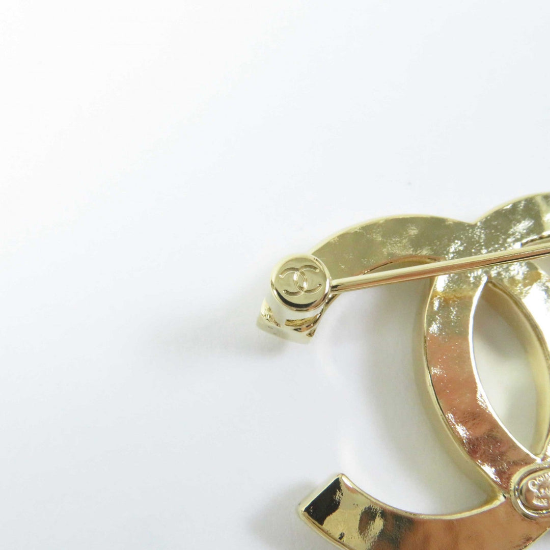 CHANEL Brooch A24P Gold Plated Rhinestone gold Women Used Authentic