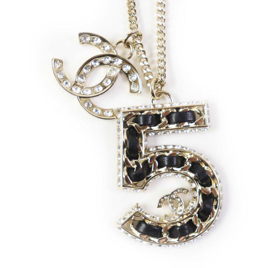 CHANEL Necklace B23P Gold Plated, Rhinestone Gold black Women Used Authentic