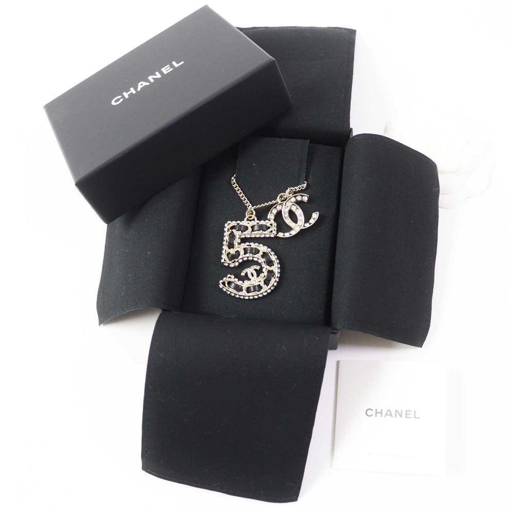 CHANEL Necklace B23P Gold Plated, Rhinestone Gold black Women Used Authentic