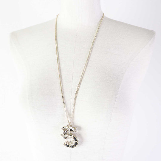 CHANEL Necklace B23P Gold Plated, Rhinestone Gold black Women Used Authentic