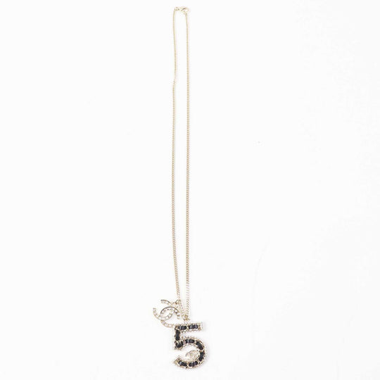 CHANEL Necklace B23P Gold Plated, Rhinestone Gold black Women Used Authentic
