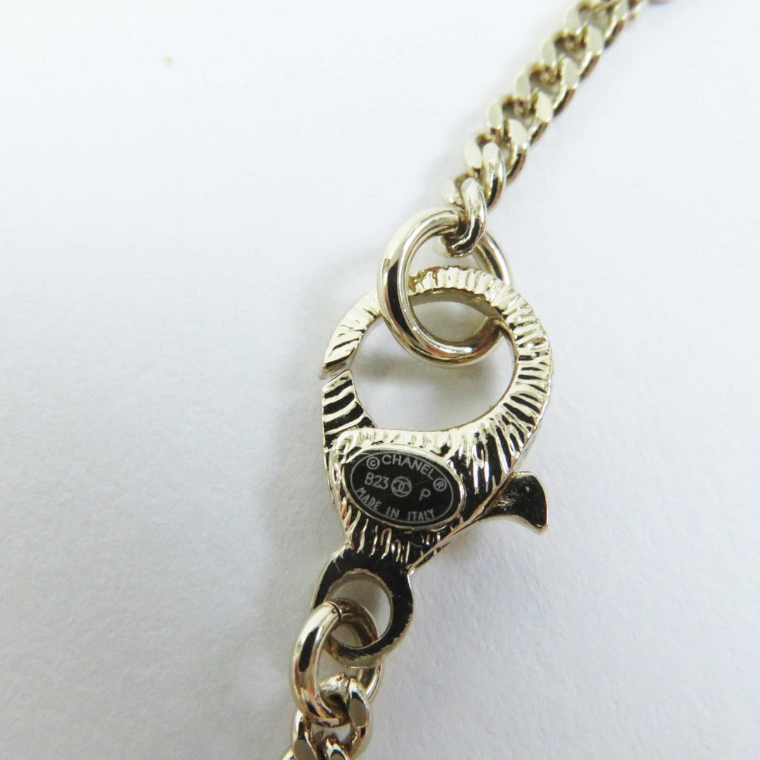 CHANEL Necklace B23P Gold Plated, Rhinestone Gold black Women Used Authentic