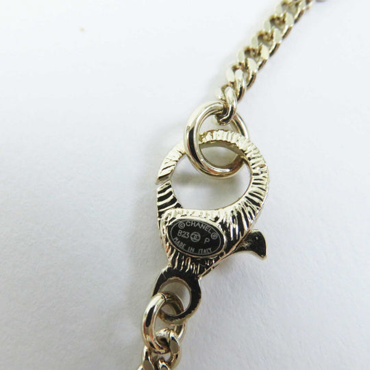 CHANEL Necklace B23P Gold Plated, Rhinestone Gold black Women Used Authentic