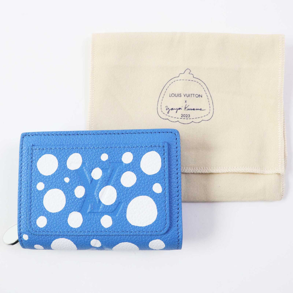 LOUIS VUITTON Bifold Wallet M82104 Monogram unplant leather blue blanc Portefeuille Clare Women Used Authentic