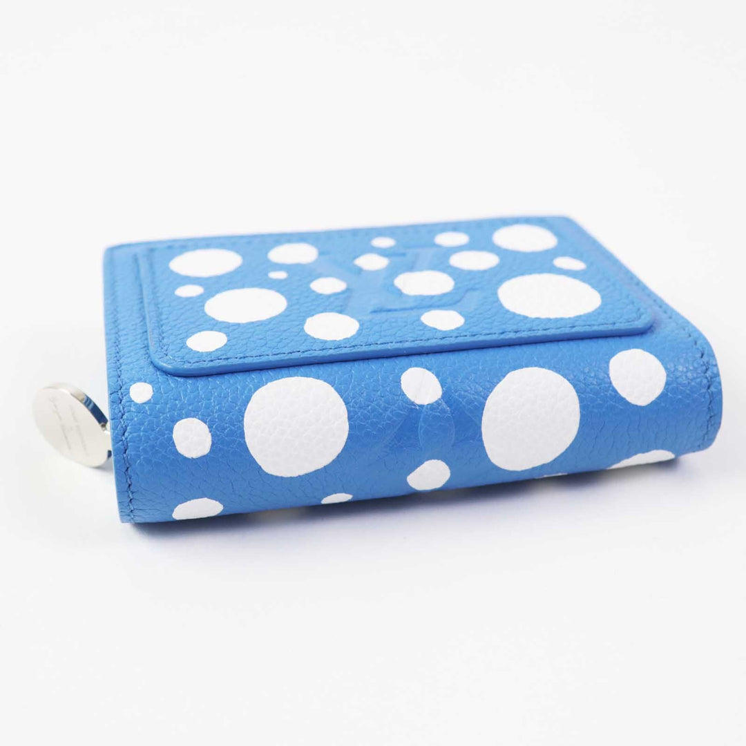 LOUIS VUITTON Bifold Wallet M82104 Monogram unplant leather blue blanc Portefeuille Clare Women Used Authentic
