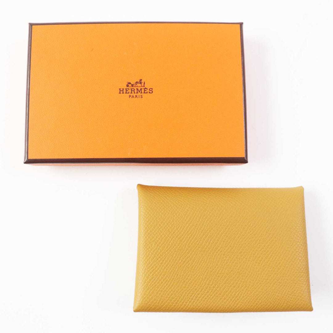 HERMES Coin case Epsom Sesame Calvi duo Women Used Authentic
