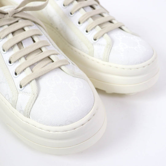 GUCCI Low cut sneakers 746767 Main: GG canvas white TENNIS 1977 Women 39.5 Used Authentic