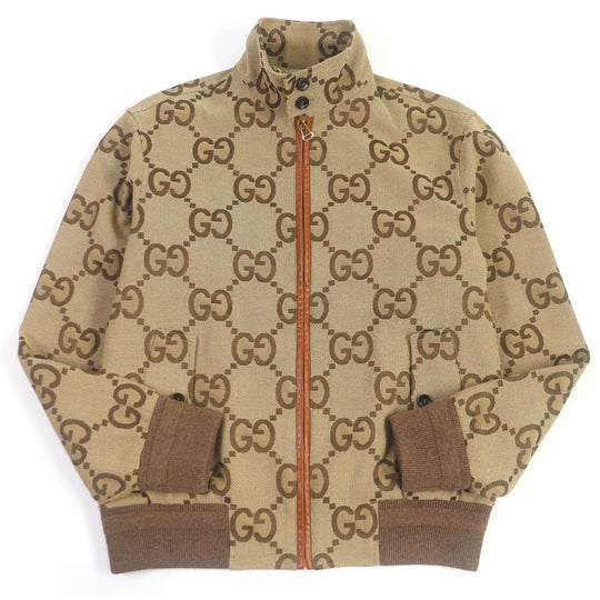 GUCCI Blouson Outer: 70% cotton, Outer: 30% polyester, Lining: 100% rayon, Part: 100% wool, Part: Lamb leather beige mens 44 Used Authentic