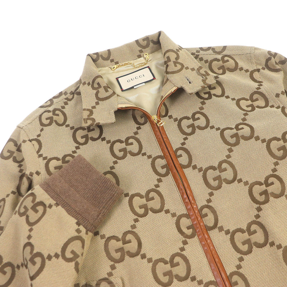 GUCCI Blouson Outer: 70% cotton, Outer: 30% polyester, Lining: 100% rayon, Part: 100% wool, Part: Lamb leather beige mens 44 Used Authentic