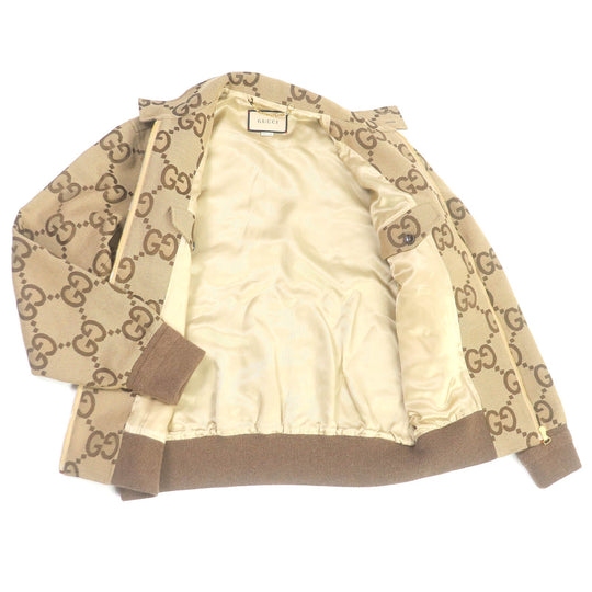 GUCCI Blouson Outer: 70% cotton, Outer: 30% polyester, Lining: 100% rayon, Part: 100% wool, Part: Lamb leather beige mens 44 Used Authentic