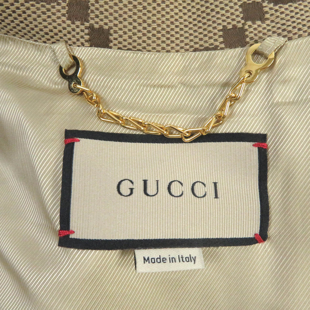 GUCCI Blouson Outer: 70% cotton, Outer: 30% polyester, Lining: 100% rayon, Part: 100% wool, Part: Lamb leather beige mens 44 Used Authentic