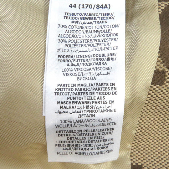 GUCCI Blouson Outer: 70% cotton, Outer: 30% polyester, Lining: 100% rayon, Part: 100% wool, Part: Lamb leather beige mens 44 Used Authentic