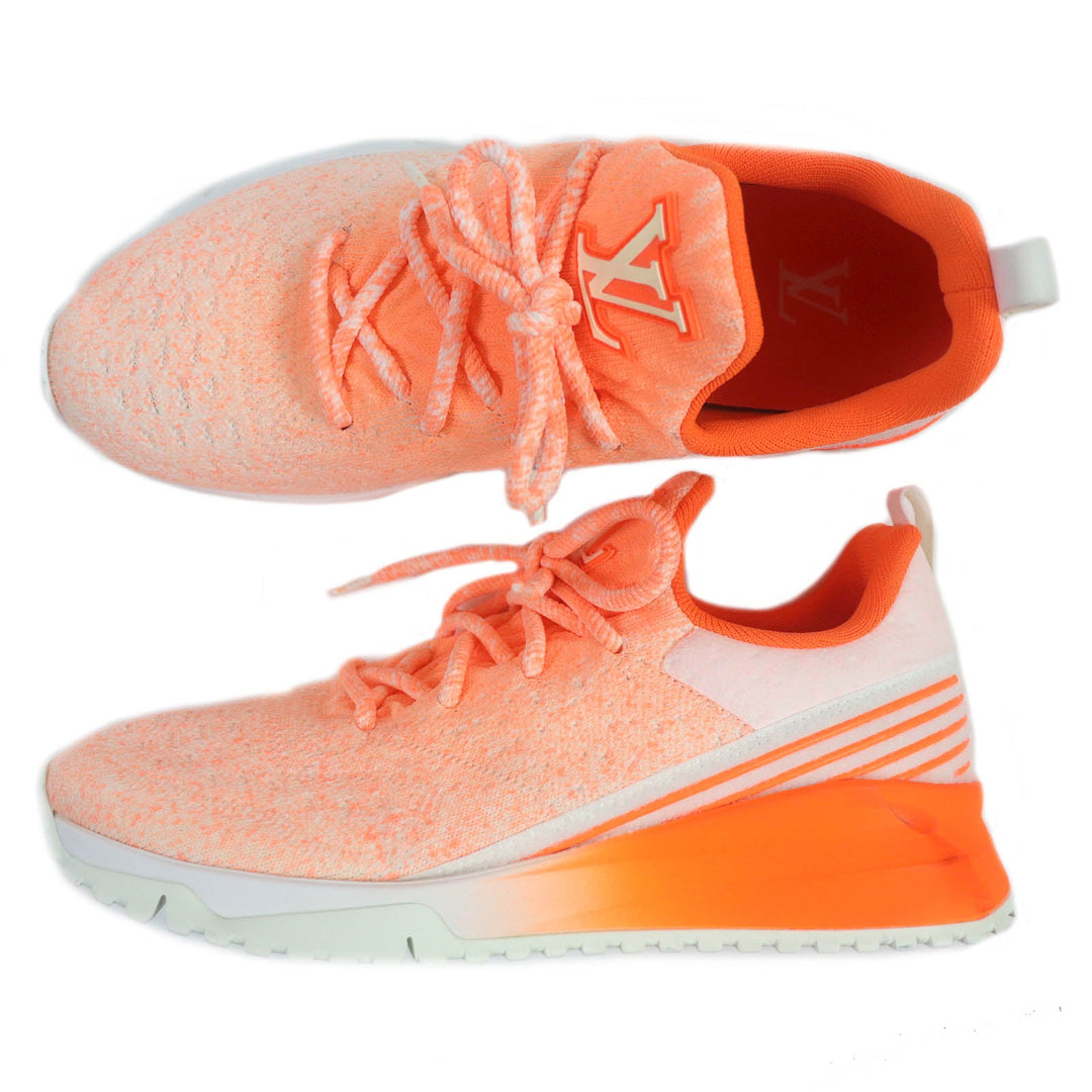 LOUIS VUITTON Low cut sneakers fabric Neon orange VNR line mens 6 Used Authentic