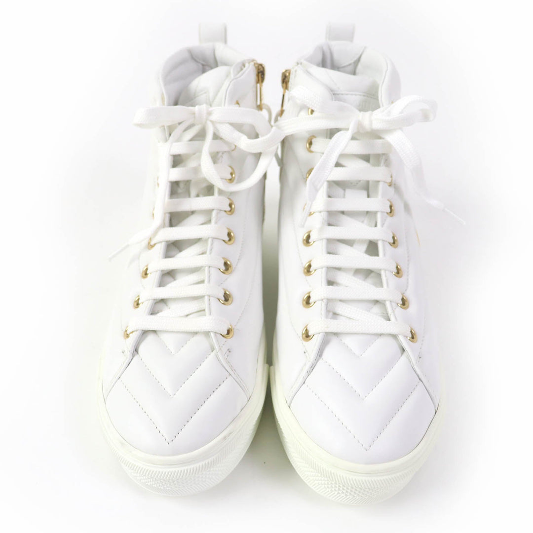 LOUIS VUITTON High cut sneakers Main: Leather white Stellar Line Women 36 Used Authentic