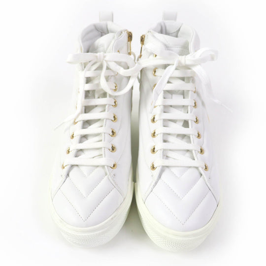 LOUIS VUITTON High cut sneakers Main: Leather white Stellar Line Women 36 Used Authentic