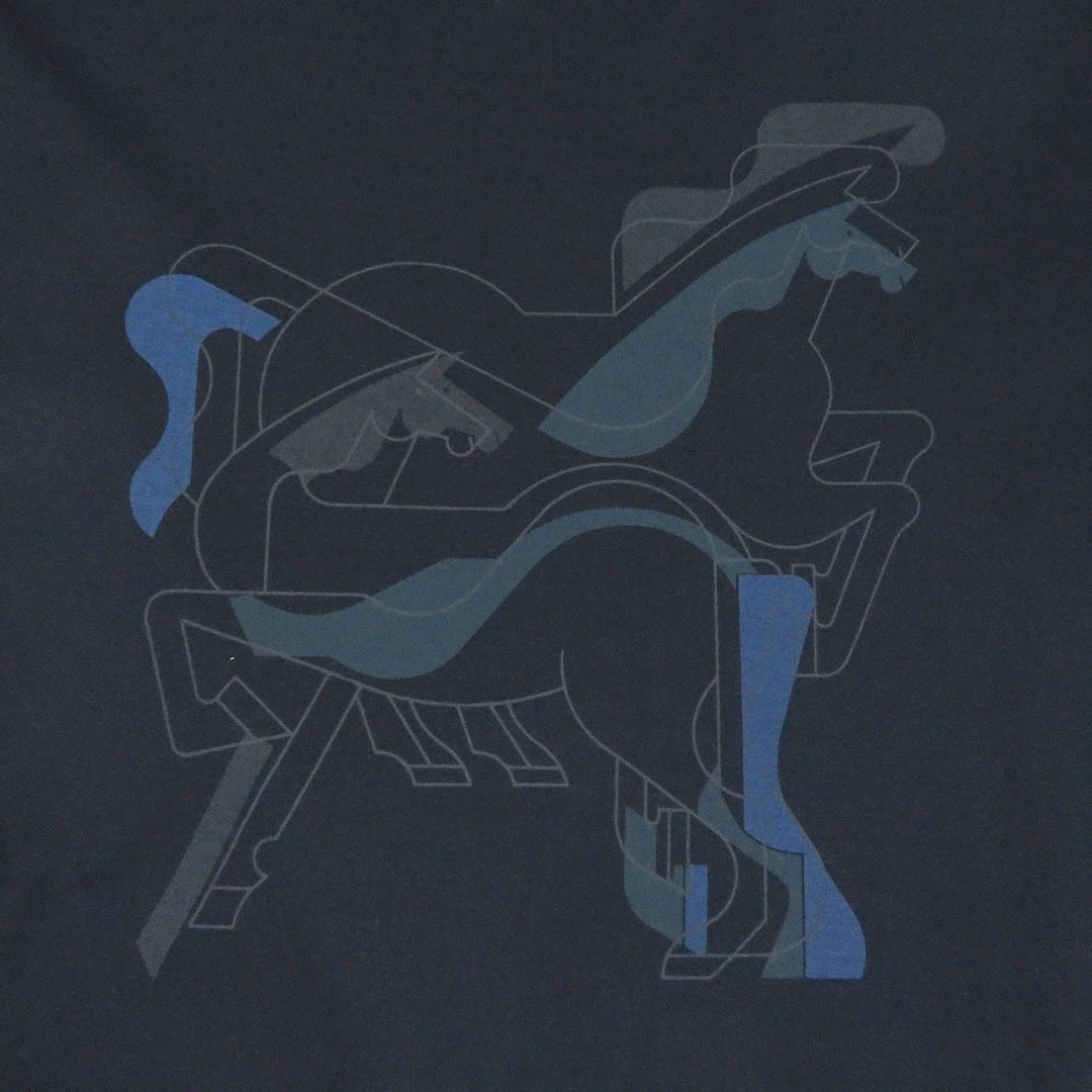 HERMES Short sleeve T-shirt Main: 100% cotton Dark navy mens S Used Authentic