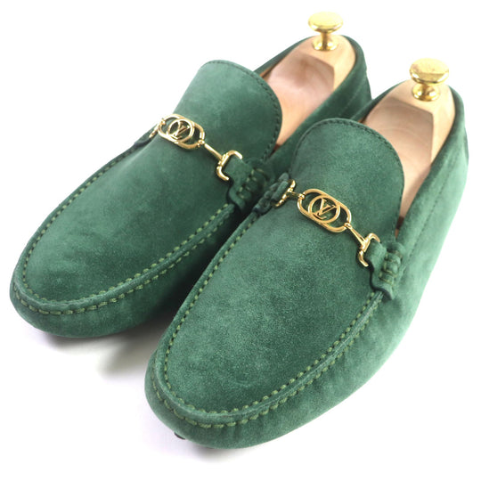 LOUIS VUITTON loafers Main: Suede green Driving shoes Porto Vecchio Line mens 6 Used Authentic