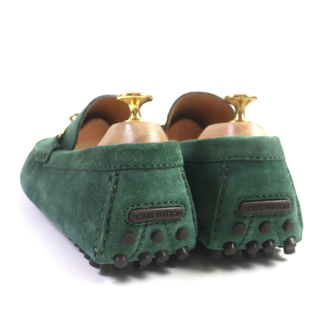 LOUIS VUITTON loafers Main: Suede green Driving shoes Porto Vecchio Line mens 6 Used Authentic