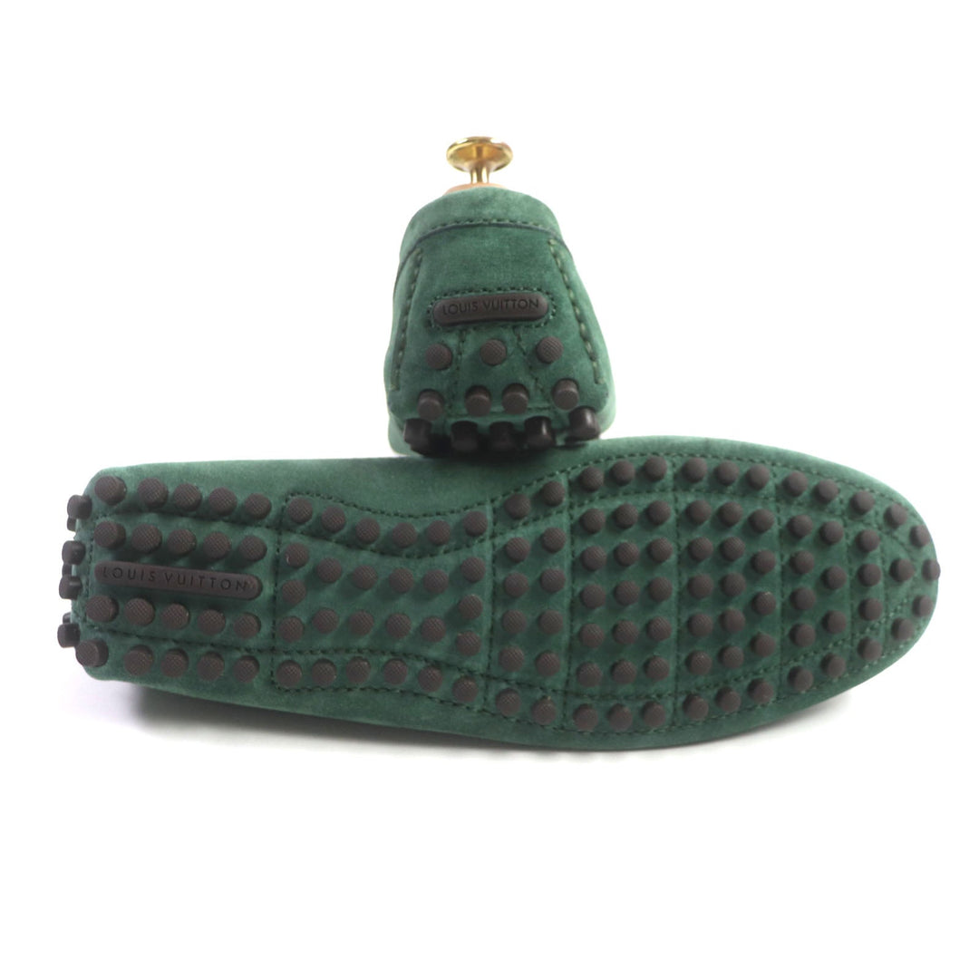 LOUIS VUITTON loafers Main: Suede green Driving shoes Porto Vecchio Line mens 6 Used Authentic