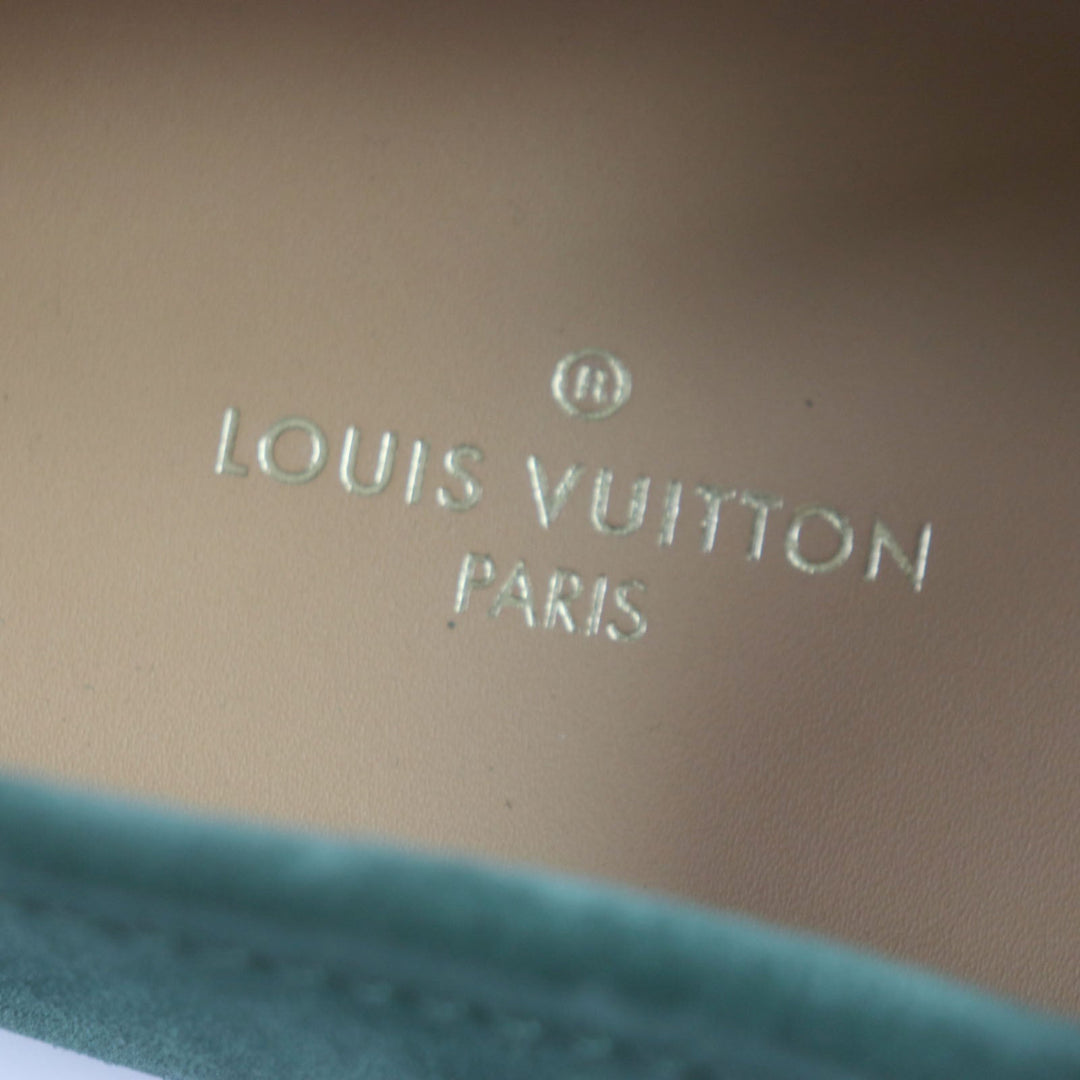 LOUIS VUITTON loafers Main: Suede green Driving shoes Porto Vecchio Line mens 6 Used Authentic