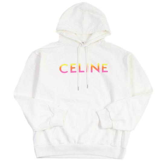 CELINE Hoodie 2Y753670Q Main: 100% cotton, part: 96% cotton, part: 4% polyurethane white mens XL Used Authentic