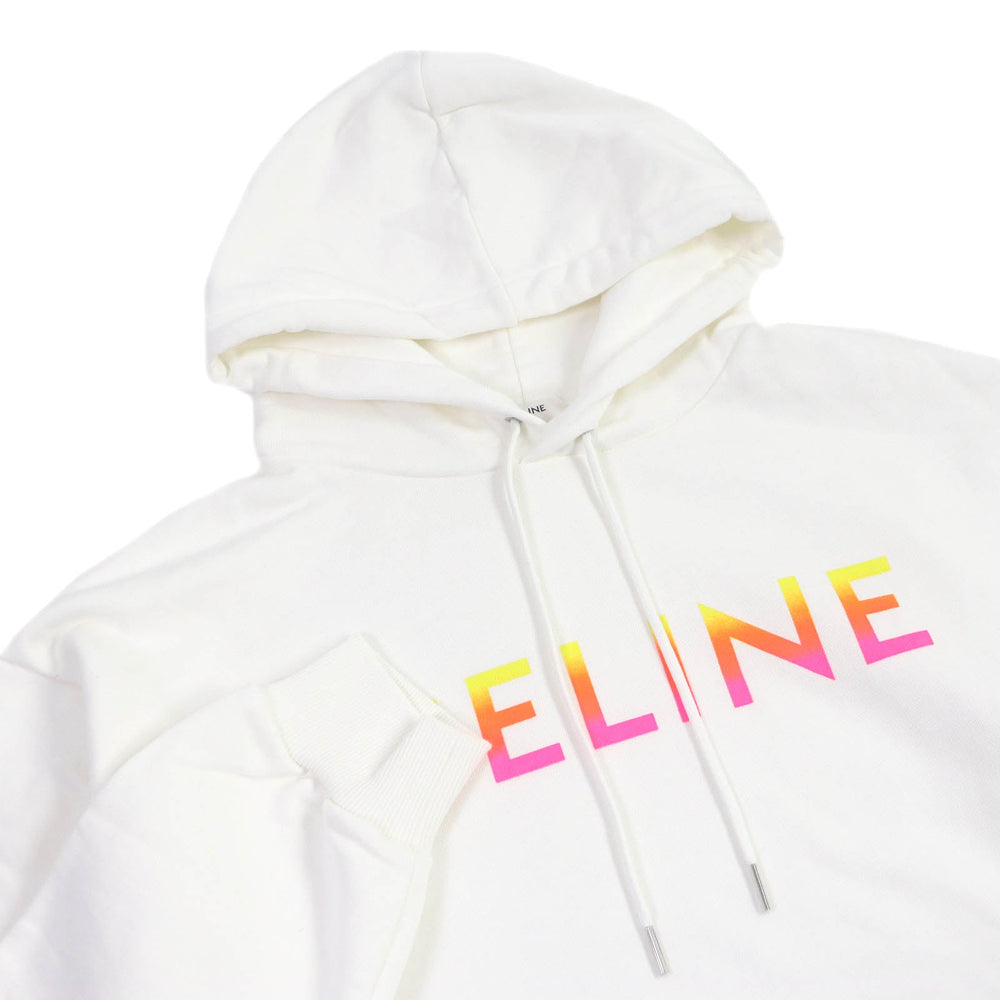 CELINE Hoodie 2Y753670Q Main: 100% cotton, part: 96% cotton, part: 4% polyurethane white mens XL Used Authentic