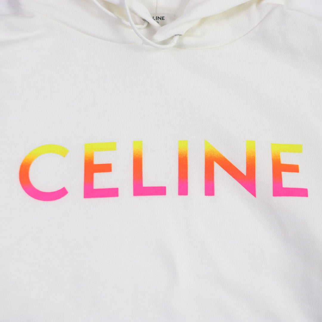 CELINE Hoodie 2Y753670Q Main: 100% cotton, part: 96% cotton, part: 4% polyurethane white mens XL Used Authentic